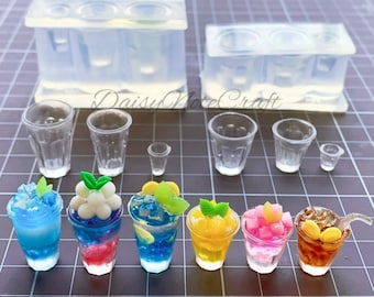 Miniature cup silicone mold-mini glass cup resin mold-tiny model mold for food play dollhouse-epoxy resin mini milk tea cup mold-resin art
