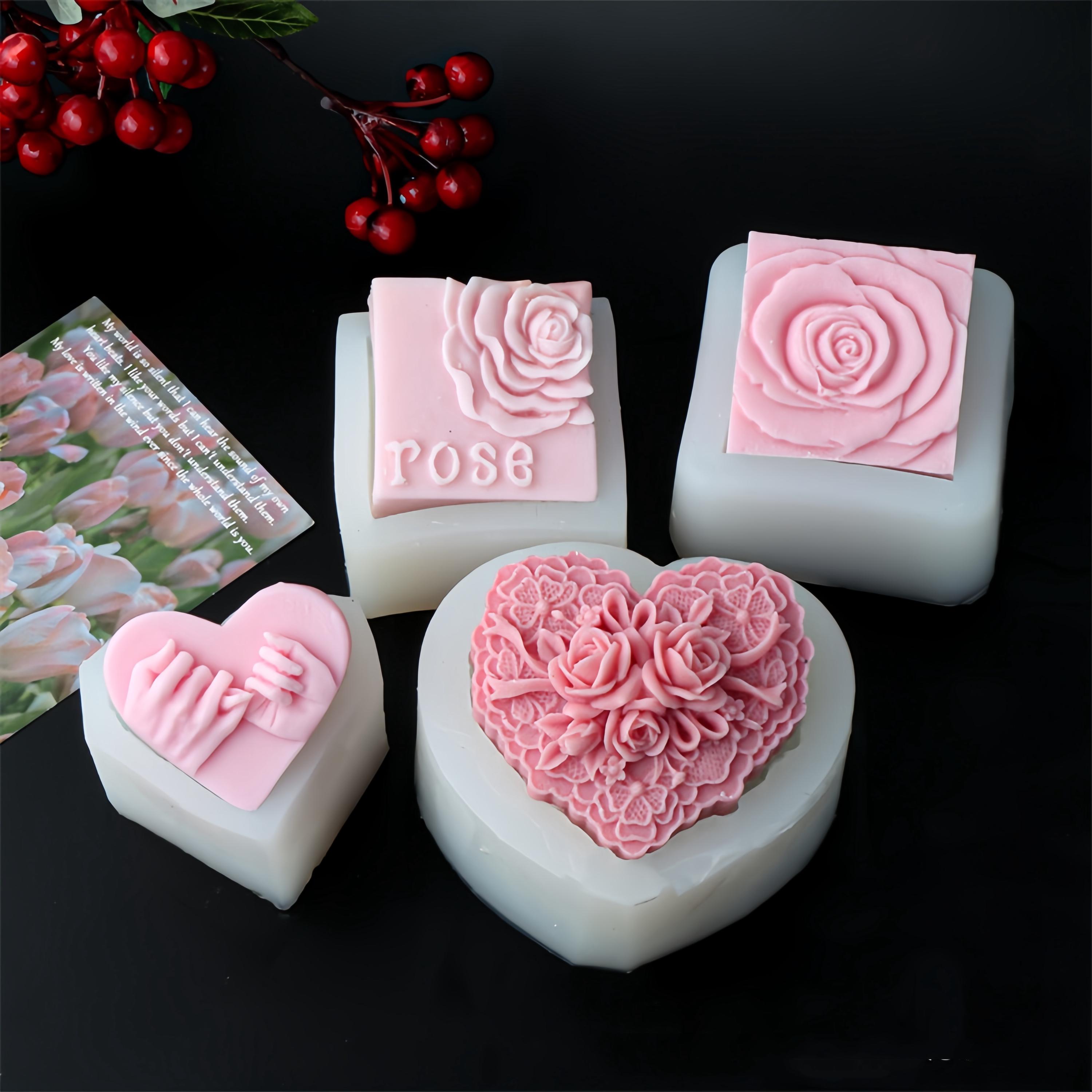 Rose Silicone Soap Mold-Heart/Square/Round Rose Soap Mold-Valentine's Day Gift Soap Mold-Home Decoration Rose/Handle Relief Soap Mold