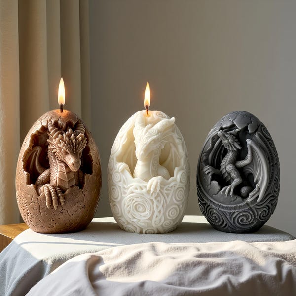 3 Styles Drachen Ei Silikonform-Drachen Eischale Kerze Mold-Aromatherapie Gips Drachen Baby Form-Dinosaurier Ei Harz Form