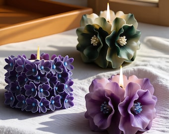 Flower Candle Silicone Mold-Hydrangea Flower Candle Mold-Square Flower Scented Candle Mold-Peony Flower Soap Mold-Peony Soy Wax Candle Mold