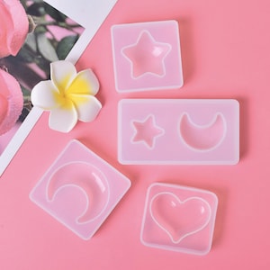 Star&Moon Keychain Resin Mold-Heart-shaped Silicone Keychain Mold-Cute moon pendant mold-Star Key chain mold-Key holder mold