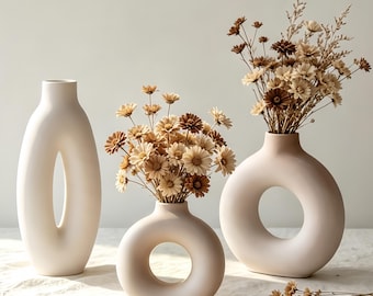 Nordic Vase Silicone Mold-Oval/Round Flower Vase Resin Mold Mold-Concrete Cement Plaster Jesmonite Vase Casting Mold