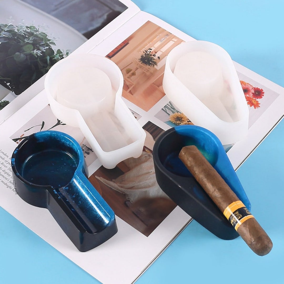 LOW PRICE Silicone Cigar Cigarette Ashtray Mold Resin Smoking Ashtray Round  Oval Ashtray Molds Concrete Cement Cigar Holder Stander Mould