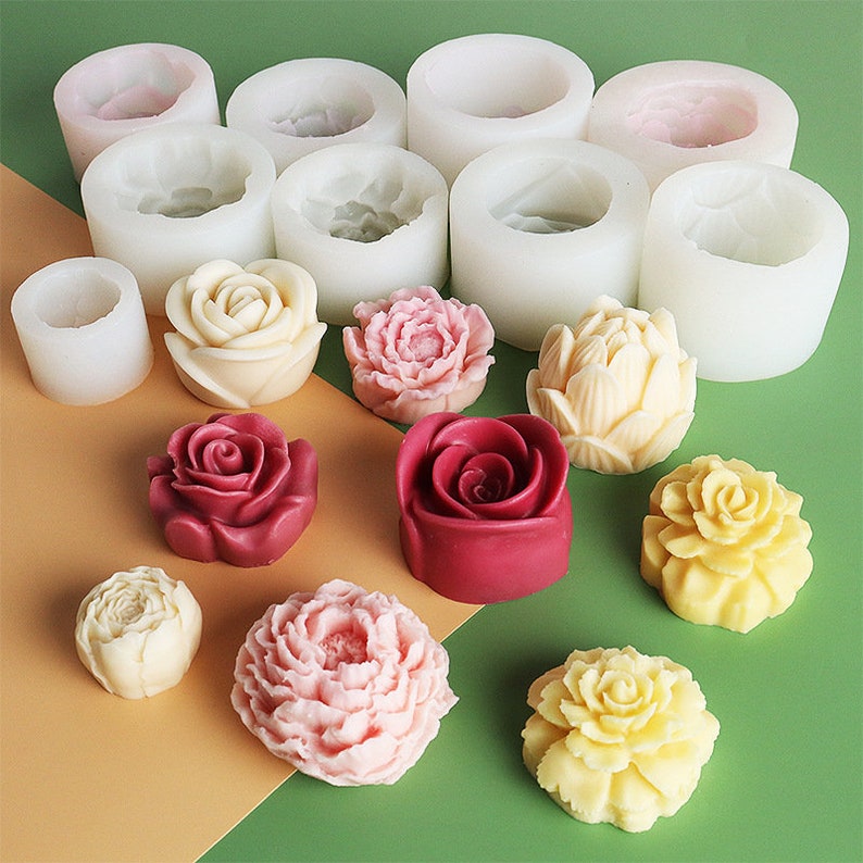 3D Rose Silicone Mold-9 Styles Flower Resin Molds-peony Candle - Etsy
