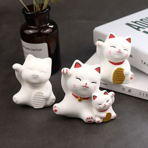 Schattige kat siliconen mal-Lucky Cat hars schimmel-siliconen kat sleutelhanger schimmel-cartoon kat kaars mal-beton kat standbeeld hars mal