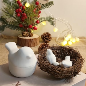 Molde de silicona para pájaros en miniatura, molde de resina para pájaros pequeños y lindos, molde de silicona para caja de almacenamiento de pájaros, molde de resina epoxi para cemento y hormigón con diseño de pájaros de dibujos animados