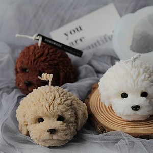 Cute Teddy Dog Head Animal Candle Silicone Mold,Aromatherapy Diy Candle Mold Candle Craft,Cake Chocolate Baking Ice Cream Mousse Decoration