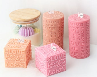 Nordic Style Relief Cylindrical Candle Mold-Wedding Love Candle Mold-Cylinder Cube Candle Mold-Valentine's Day Candle Mold