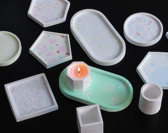 Stampo in silicone per sottobicchiere rotondo, esagonale/ovale/quadrato, in cemento, per sottobicchiere in gesso, piatto ovale, stampo in resina, portapenne, stampo in silicone