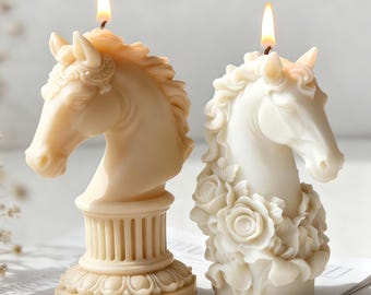 Horse Head Candle Silicone Mold-Flowers Horse Head Candle Mold-3D Horse Scented Candle Mold-DIY Concrete Aromatherapy Plaster Mold