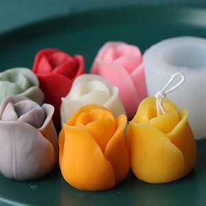 3D Tulip Peony Rosa Aroma Vela Molde,Molde de Yeso,Diy Candle Mold Candle Craft,Pastel Molde de Chocolate Molde de Hornear Molde, Decoración del Hogar