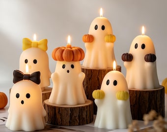 Ghost Pumpkin Silicone Mold-Halloween Ghost Candle Molds-Cute Bow Ghost Plaster/Concrete Ornament Mold-DIY Aromatherapy Plaster Mold
