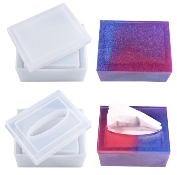 Storage Box with Lid Mold, Rectangle Tissue Box Holder with lid Mold, tissue box cover mold, silicone mold for resin, epoxy resin mold