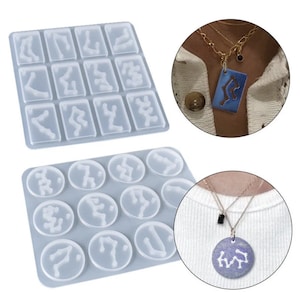 12 Constellation Pendant Mold Silicone Constellation Keychain Silicone Resin Casting Molds Epoxy Molds for Jewelry Making DIY Crafting