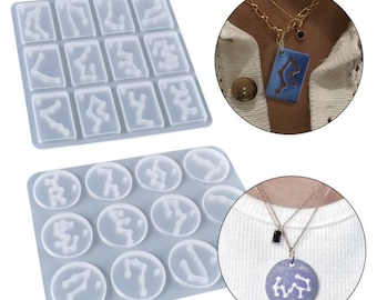 12 Constellation Pendant Mold Silicone Constellation Keychain Silicone Resin Casting Molds Epoxy Molds for Jewelry Making DIY Crafting