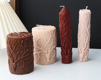 Antler cylindrical silicone mold-Elk pattern candle mold-Long strip elk pattern candle mold-Cylindrical candle mold-Aromatherapy decor mold