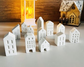 12 sorters minihus silikonformar set - litet hus hartsform - byhus - lätt hus - gratis kombinationshus - betongcementhusform