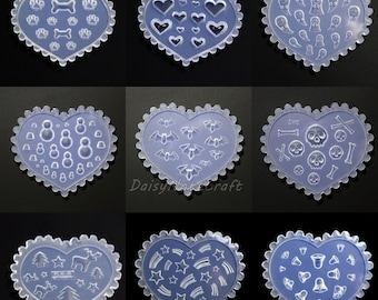 Creative Cat Paw Nail Art Resin Molds Nail Patch Silicone Mold Epoxy Nail Charm Mold Skull Ghost Bat Star Flower Nail Decoration Mould
