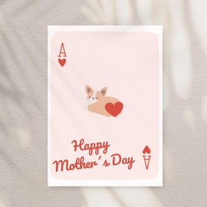 Cartão de Dia das Mães Corgi Butt para Imprimir | Cartão Engraçado para Mãe de Cachorro | Cartão Ás de Copas | Download Instantâneo | Presente para Amantes de Corgi