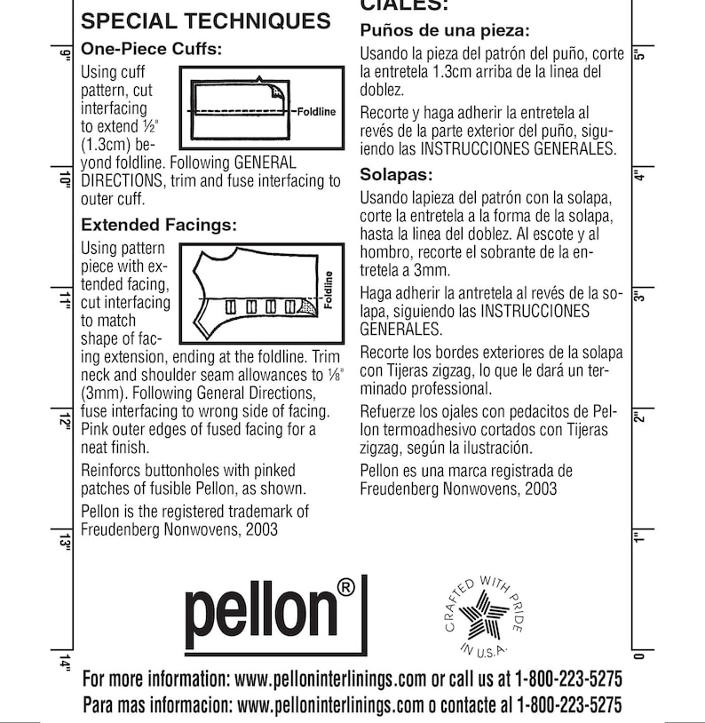 Pellon Fusible Interfacing Chart