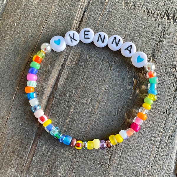 Personalized 'You Name It' Bracelet - Rainbow Mix Glass and Sterling Silver Beads || Name Bracelet || Word Bracelet || Custom