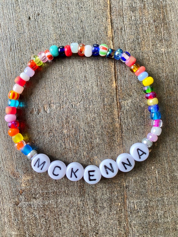 Personalized you Name It Rainbow Multi Bracelet Glass Bead