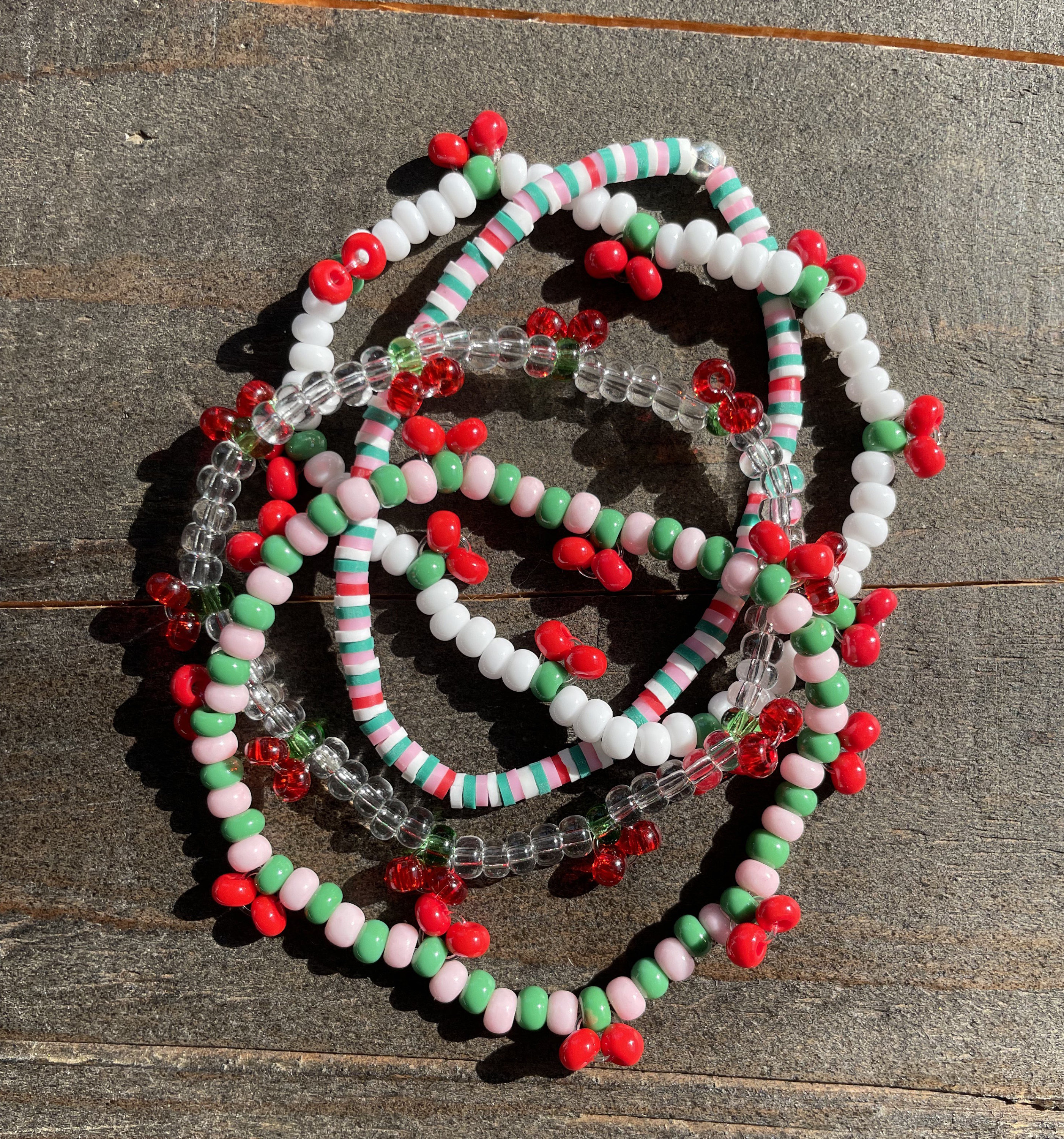 Cherry Bomb Beaded Bracelet || Cherries Bracelet || Seed Bead