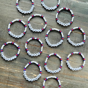 Custom Kids Team Bracelets || Name Bracelet || Word Bracelet || Beaded Bracelet || Sports || Personalized