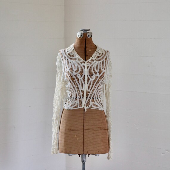 Antique Edwardian Jacket, Antique Tape Lace Jacket