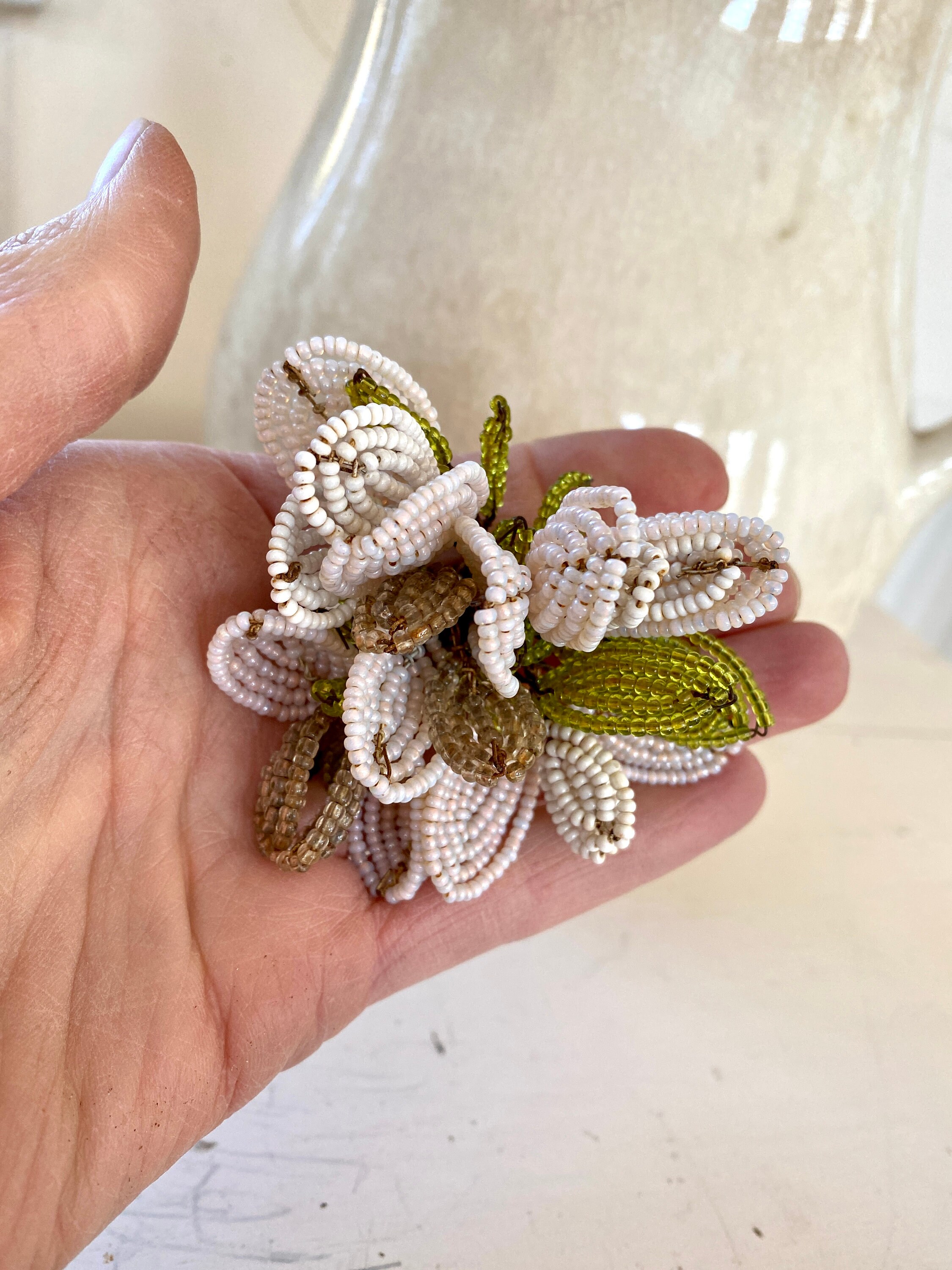 Antique French Beaded Flowers Beaded Millinery Flower Hand Etsy