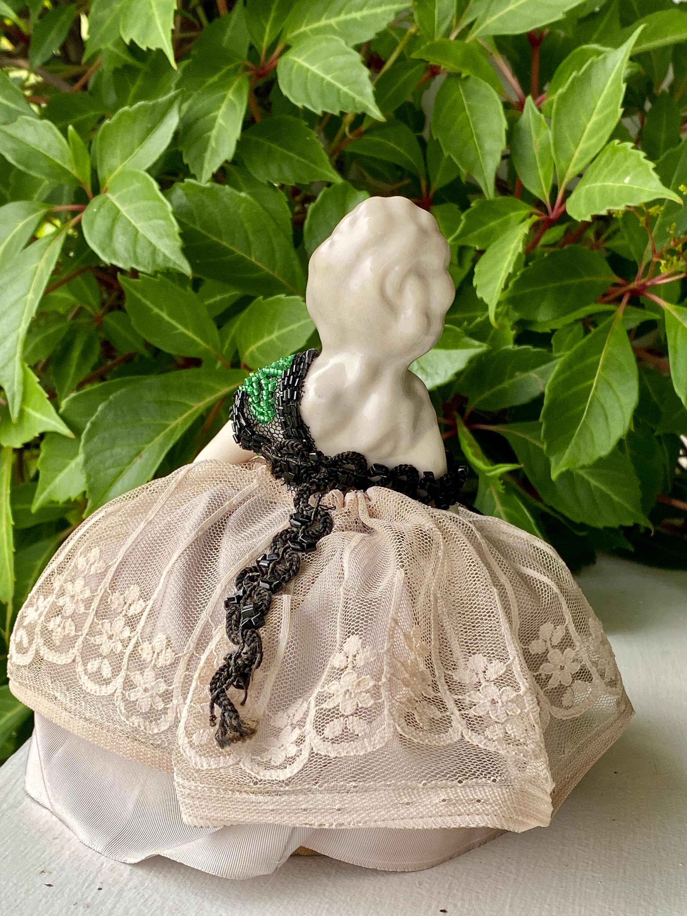 Vintage Lady Pin Cushion Colonial Bisque Sewing Pincushion Etsy