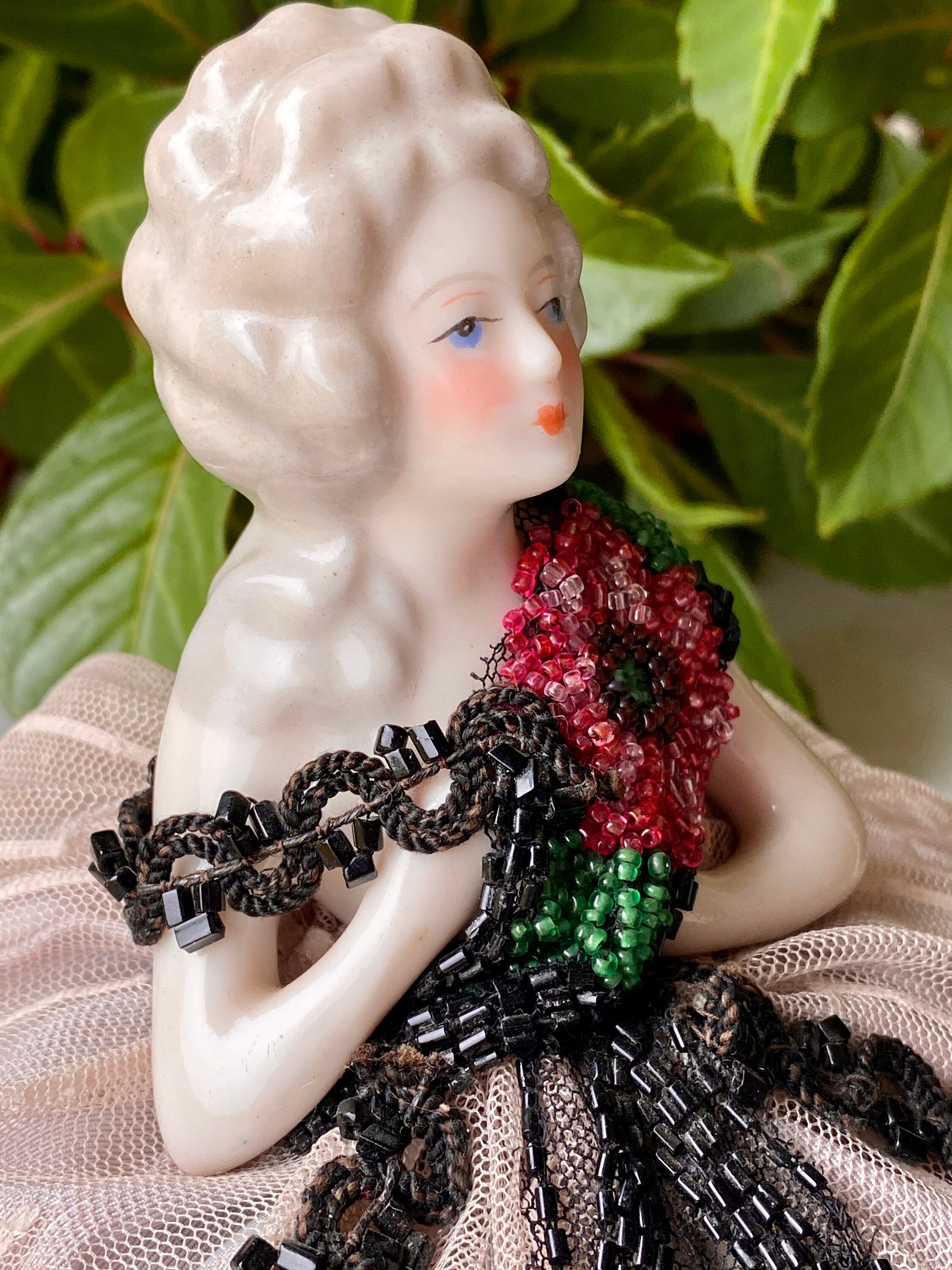 Vintage Lady Pin Cushion Colonial Bisque Sewing Pincushion Etsy