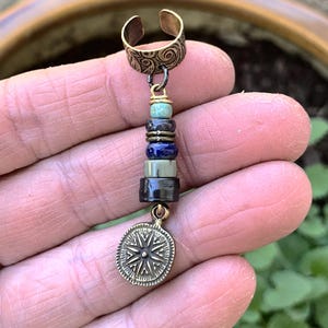 Bronze Gemstone Sun Charm Unisex Single Earring Cuff