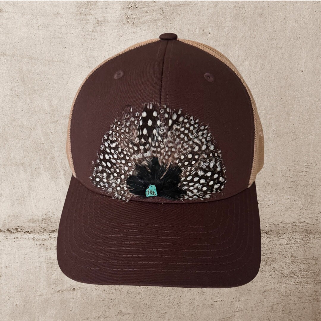 Feather Espresso Trucker Hat Country Western Feather  display picture 1