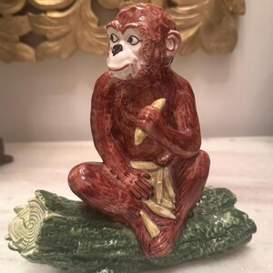 Italian Ceramic Monkey Figure MCM Ceramic  Signed Monkey Made in Italy