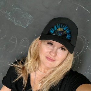 Feather Trucker Hat, Feather  Front Trucker Hat. Country Music Hat