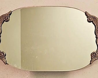 Gorham silver vanity tray vintage mirrored tray. Silver perfume tray