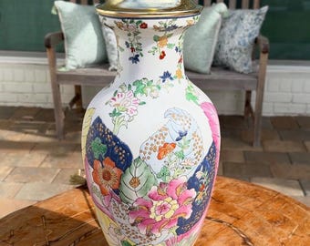 Lampe de table vintage à motif de feuille de tabac, style chinoiserie, lampe à motif de feuille de tabac Motahedah