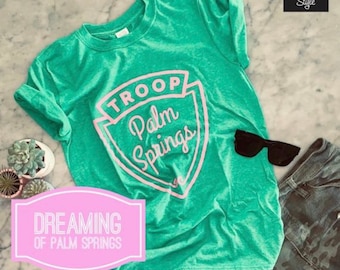Chemise Troop Palm Springs, chemise souvenir, chemise de voyage pour fille