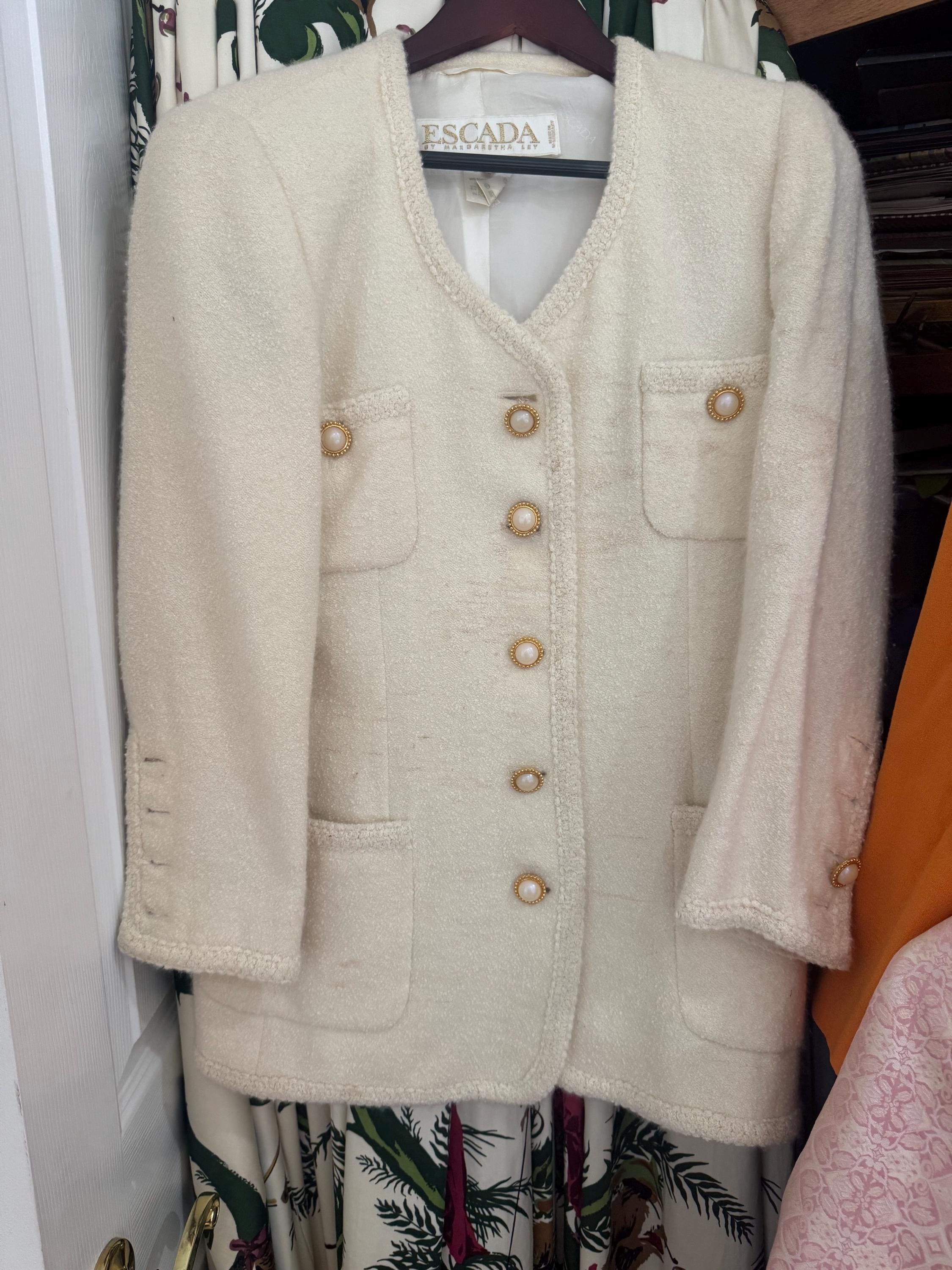 Escada Jacket Boucle Margaret Ley size 40 jacket ivory vintage