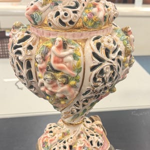 Capodimonte Lamp Antique Cherub Porcelain Table Lamp Vintage MCM