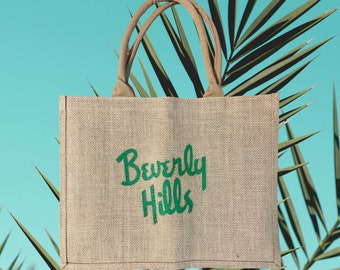Beverly Hills Tote Bag California  Raffia Souvenir Tote Bag Beach Tote
