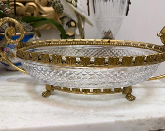 Crystal French  ormolu Antique bowl Baccarat style Stunning piece  highly sought after