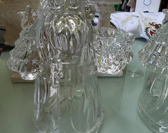 crystal Candkestick Santa’s Pair of Christmas Candkesticks 24% lead Crystal