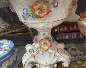 Von Scheirholz Compote Vase Foral Detail Antique vase pedestal dish