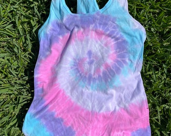 Ombré Unicorn Tie Dye Tank Top, Tie Dye Racer Back Tank Top, geverfde pastel Tank Top
