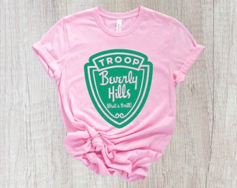 Troop Beverly Hills Pink T shirt, 80’s retro shirt, Pink and Green Shirt