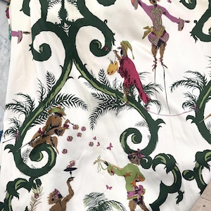 Schumacher Upholstery  Fabric Exuberant Singeries Custom Drapes Gorgeous Vintage Schumacher Vintage Fabric Designer Drapery