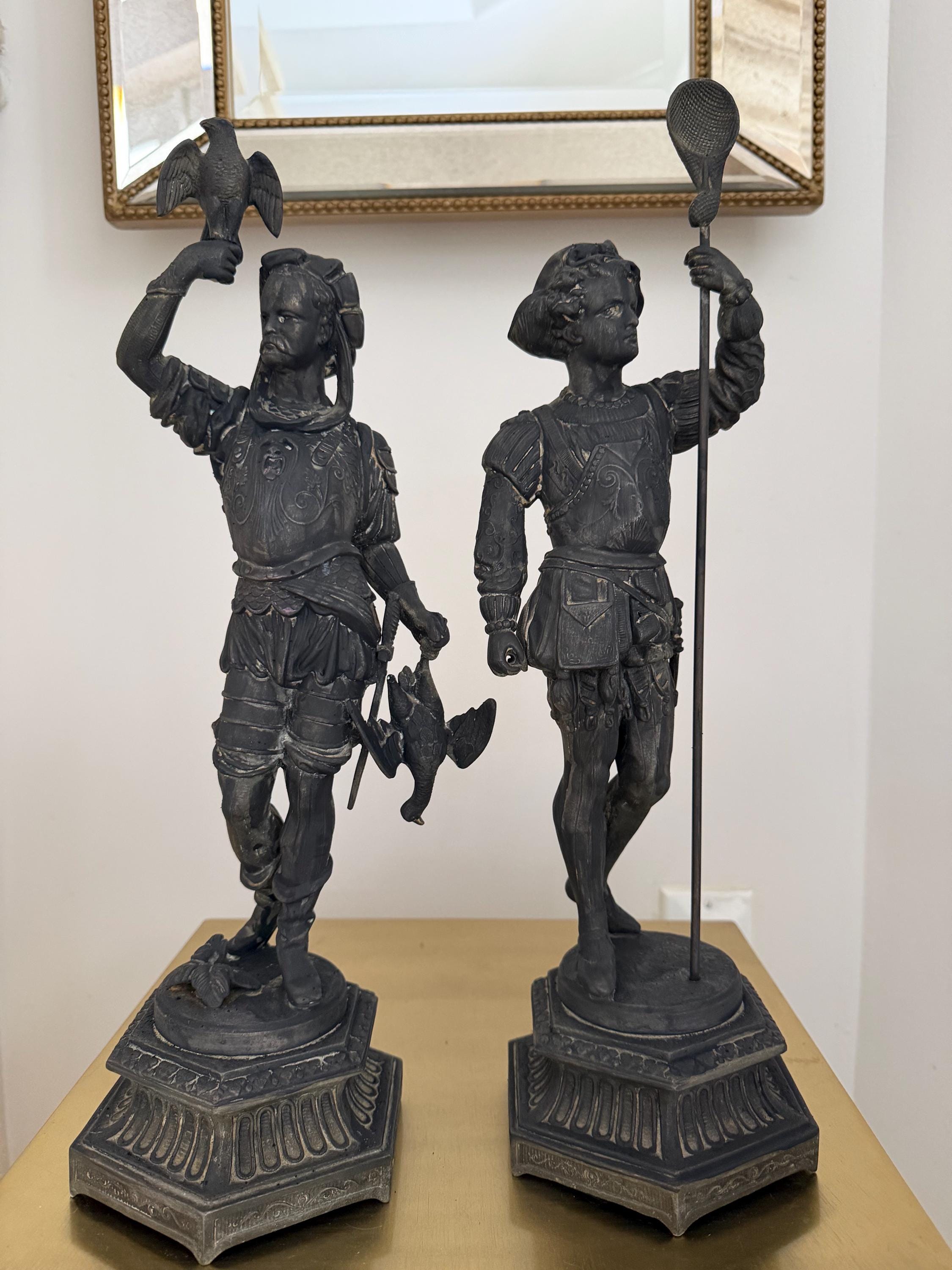 Antique Renaissance Revival Spelter Statues Pair | Grand Tour Figures ...