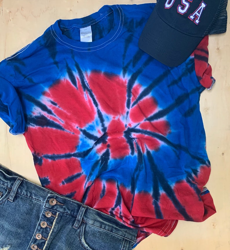 USA Tie Dye Shirt / Red White and Blue Tie Dye Shirt / Fourth Etsy